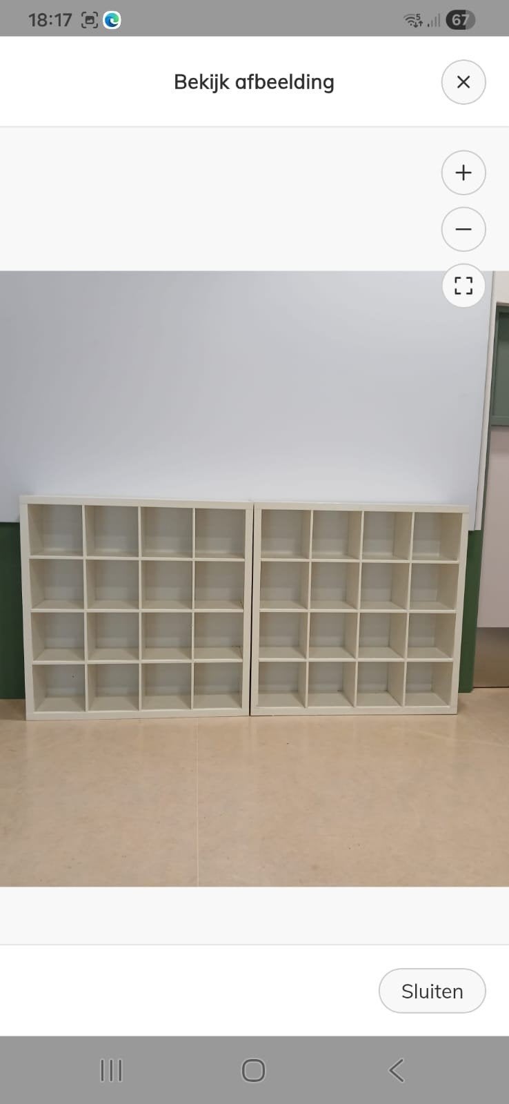 Twee witte  ikea vakkenkasten met 25 vakken per stuk, Ophalen, Met plank(en), Gebruikt, 100 tot 150 cm