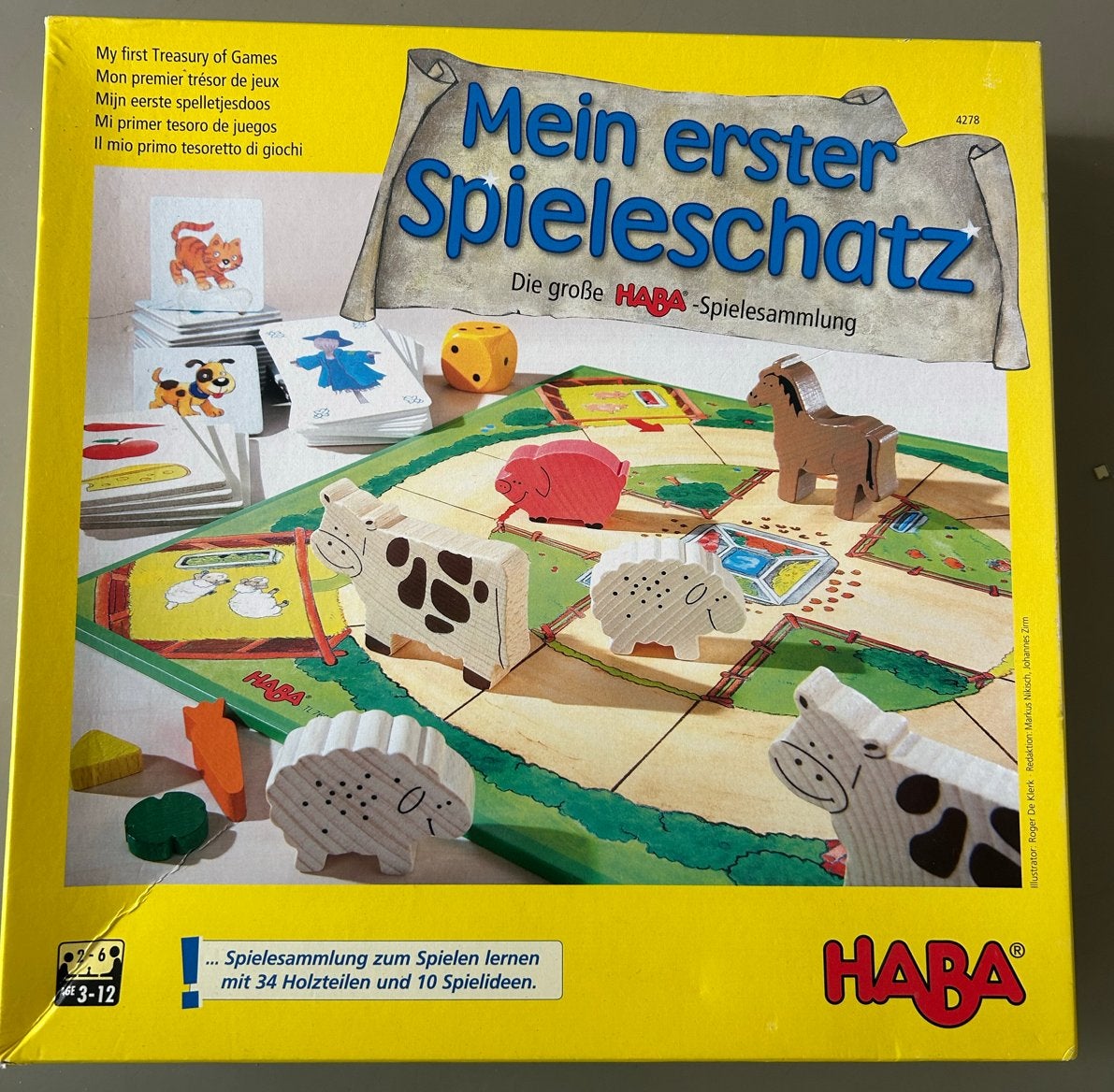 HABA Mijn Eerste Spelletjesschat: 10 Spellen in één doos, Een of twee spelers, Ophalen of Verzenden, Zo goed als nieuw
