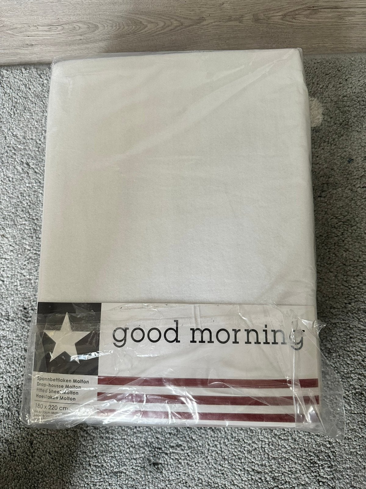 Good Morning Molton - Katoen/Polyester 180x220 cm, Ophalen of Verzenden, Wit, Hoeslaken of Sloop, Nieuw
