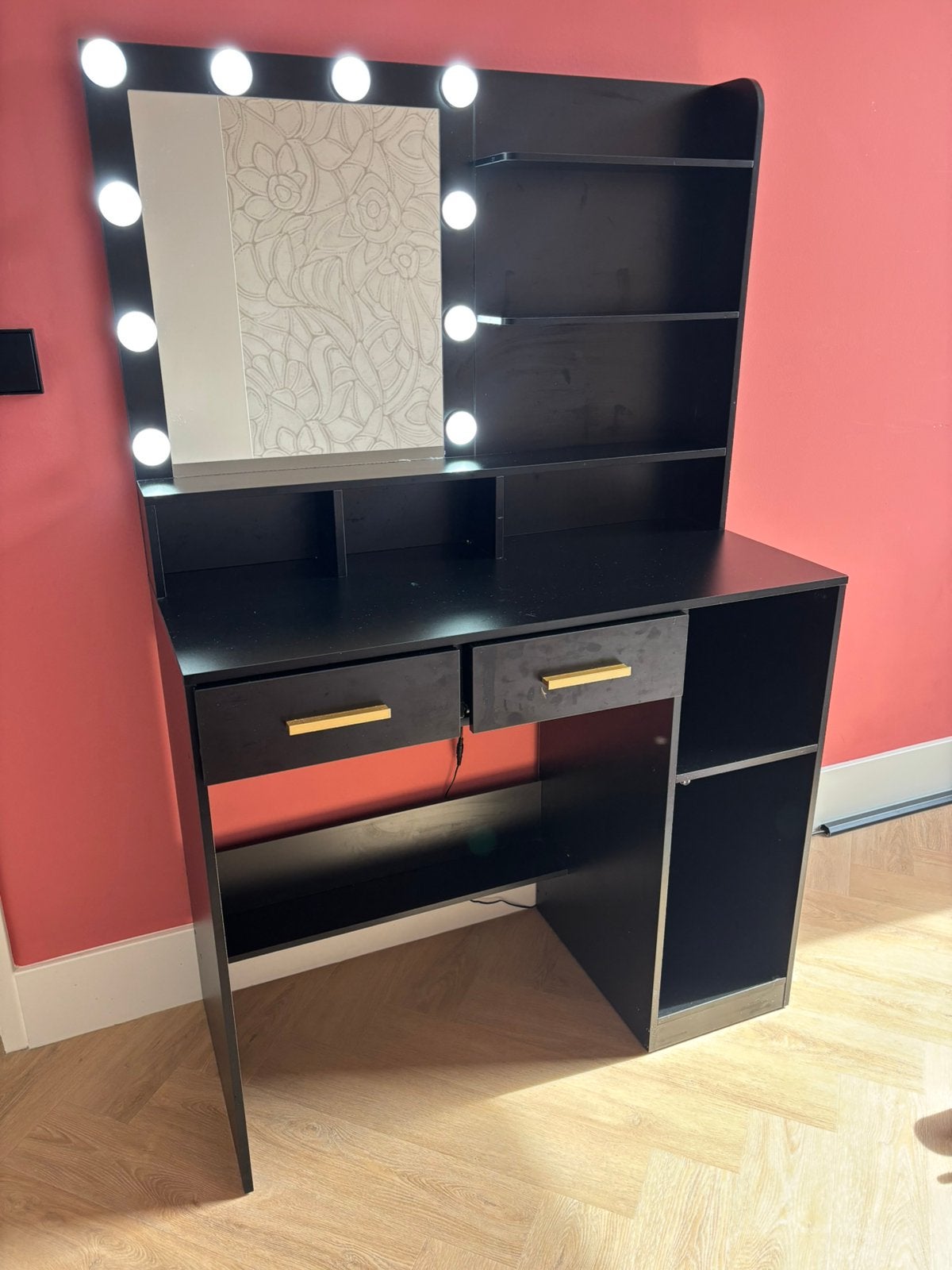 Makeup tafel met verlichting zwart kaptafel, Huis en Inrichting, Ophalen, Gebruikt, 50 tot 100 cm, Minder dan 100 cm