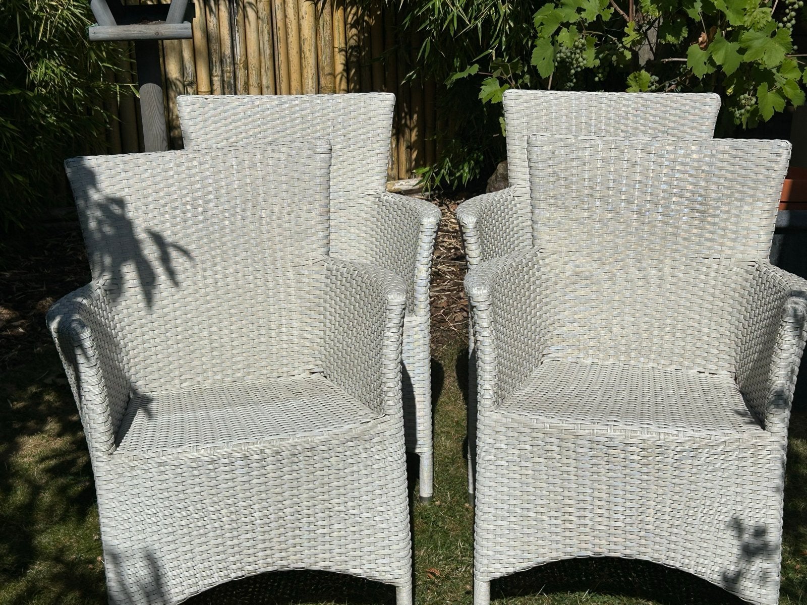 4x Monza Leisure Wicker Tuinstoelen - Wit, Ophalen, Gebruikt, Wicker