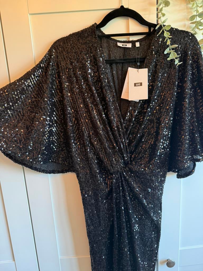 WE zwart paillettenjurkje maat L, nieuw!, Kleding | Dames, Jurken, Zwart, Maat 42/44 (L), Nieuw, Ophalen of Verzenden