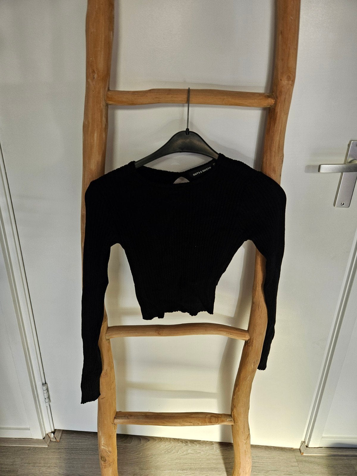 Basic Croptop Guts & Gusto ( Open Rug )., Kleding | Dames, Guts & Gusto, Zwart, Ophalen of Verzenden, Lange mouw