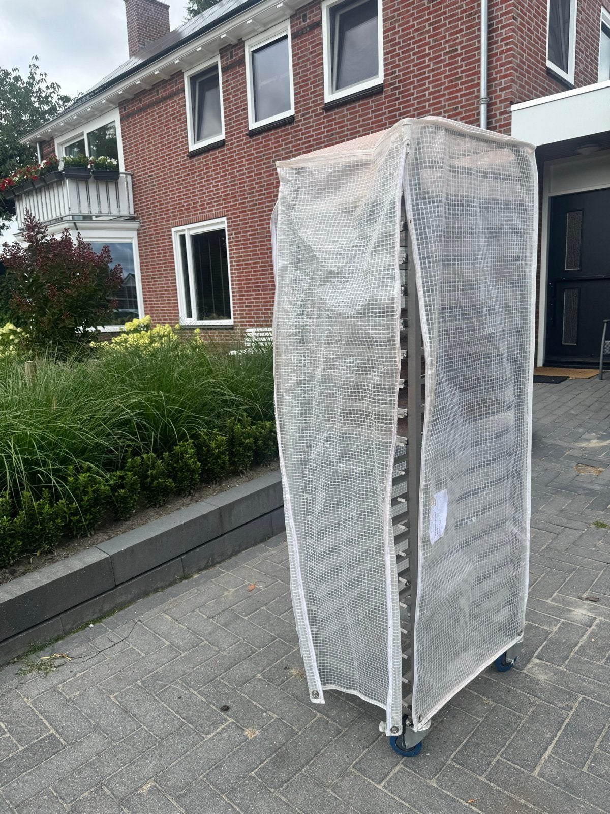 RVS Ovenrek / Bakkerijrek met hoes, Ophalen