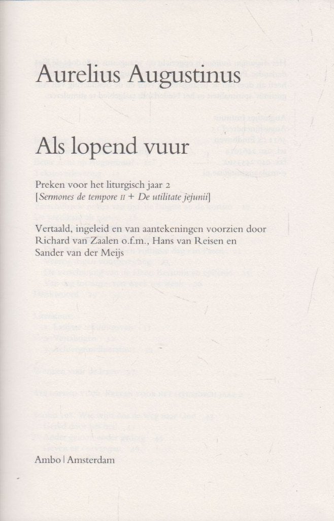 Als lopend vuur : preken voor het liturgisch jaar 2, Augustinus, Ophalen of Verzenden, Zo goed als nieuw, Christendom | Katholiek
