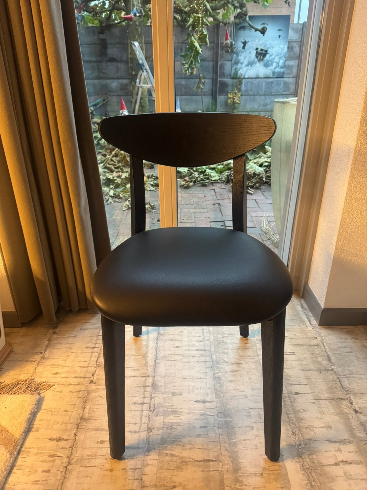 Van Rossum INK dinning chair, Zwart, Leer, Ophalen of Verzenden, Zo goed als nieuw