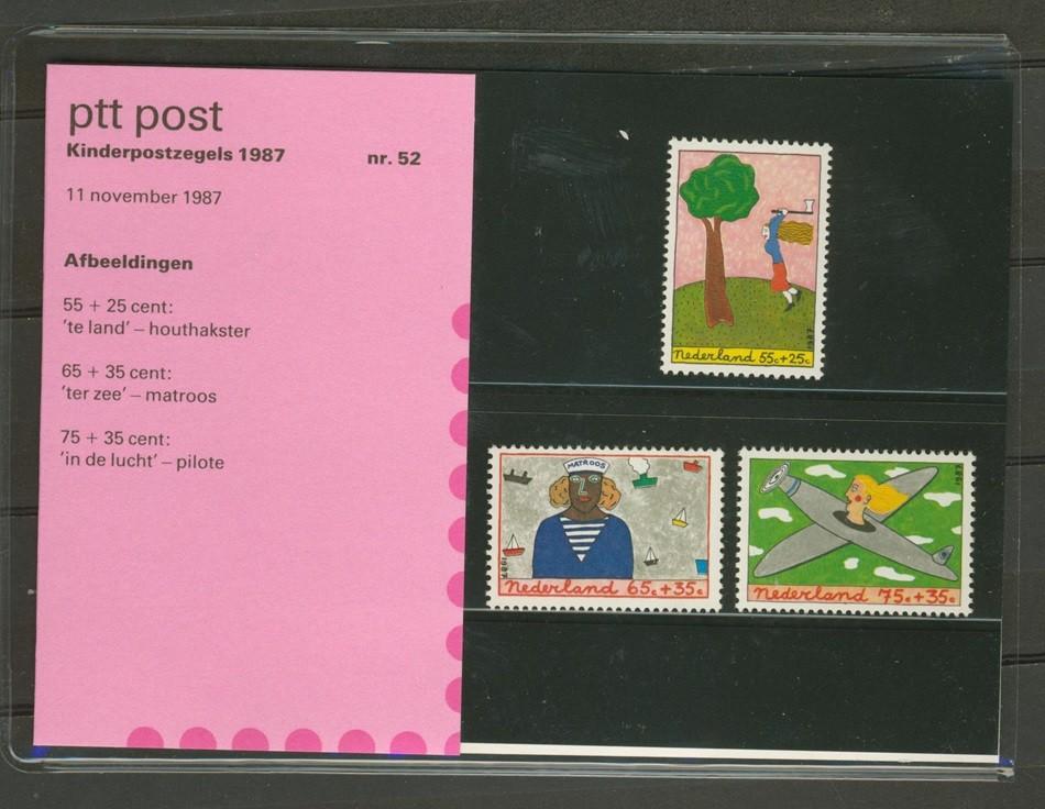 PTT Post Postzegelmapje M52 1987 KinderPostzegels p-52 jdu, Ophalen of Verzenden, Na 1940, Postfris