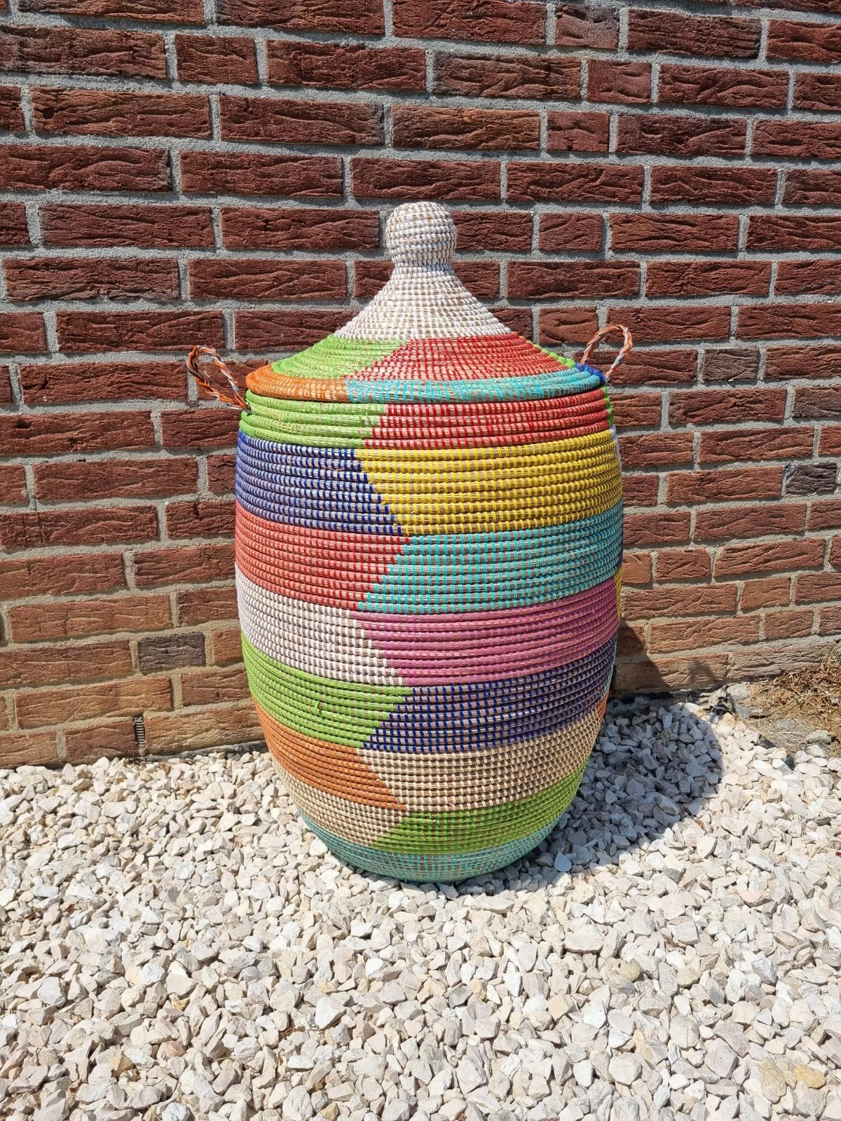 Afrikaanse zeegras handgemaakt wasmand uit Senegal, Meerkleurig, Natuurlijk materiaal, Nieuw, Ophalen of Verzenden