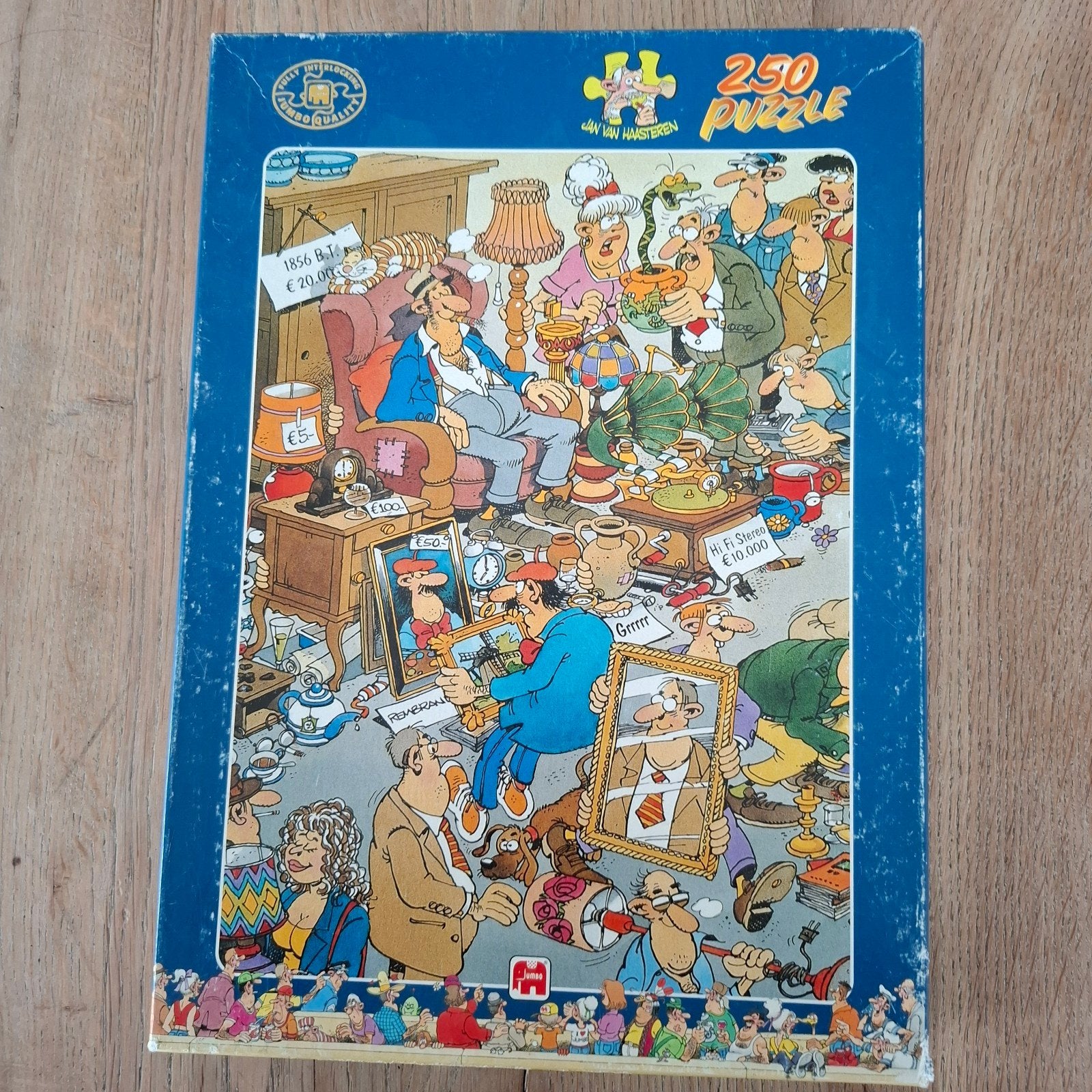 puzzel Jan van haasteren rommelmarkt 250 stukjes, Ophalen of Verzenden, Minder dan 500 stukjes, Zo goed als nieuw, Legpuzzel