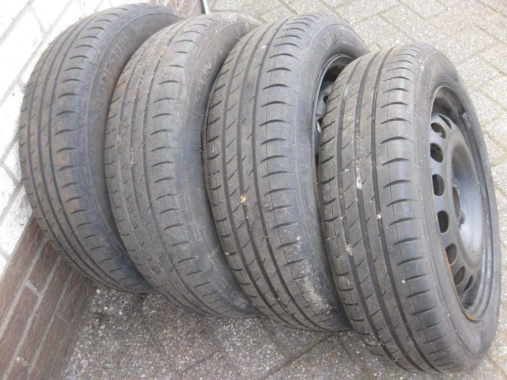 band, wiel, velg ,toyota aygo, citroen c1, peugeot 107, 14 inch, Gebruikt, 155 mm, Banden en Velgen