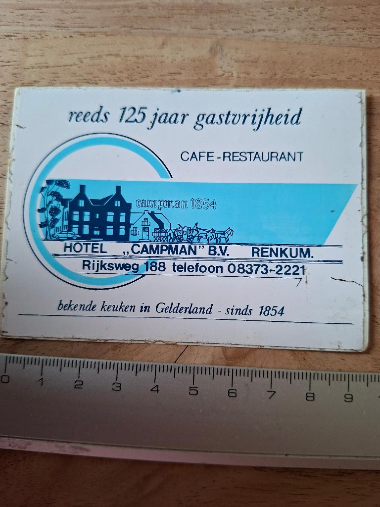 Sticker Renkum café restaurant, Ophalen of Verzenden, Zo goed als nieuw, Overige typen