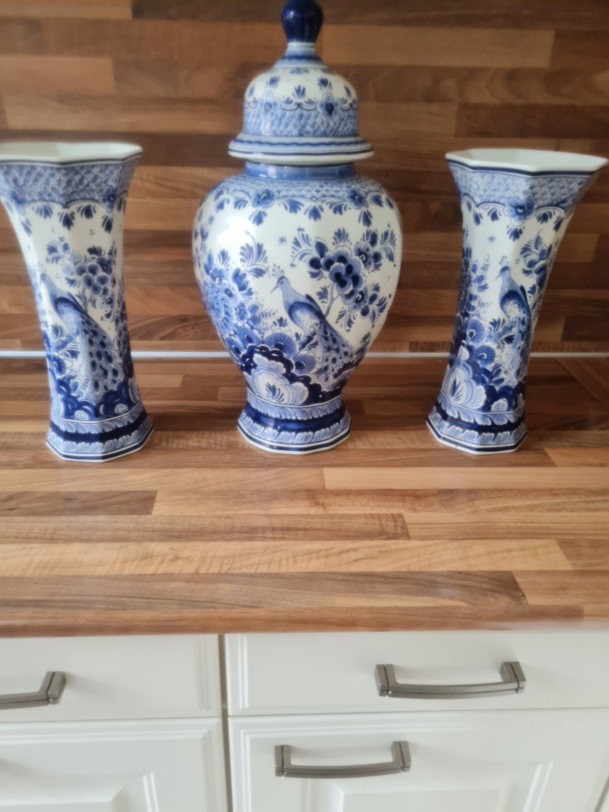 Delfts Blauw Vaas en Pot Set - Handgeschilderd, Antiek en Kunst, Ophalen