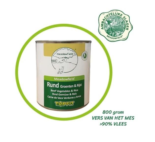 meadowfield 800 grams vlees in blik | > 90% vlees, Dieren en Toebehoren, Ophalen of Verzenden, Hond