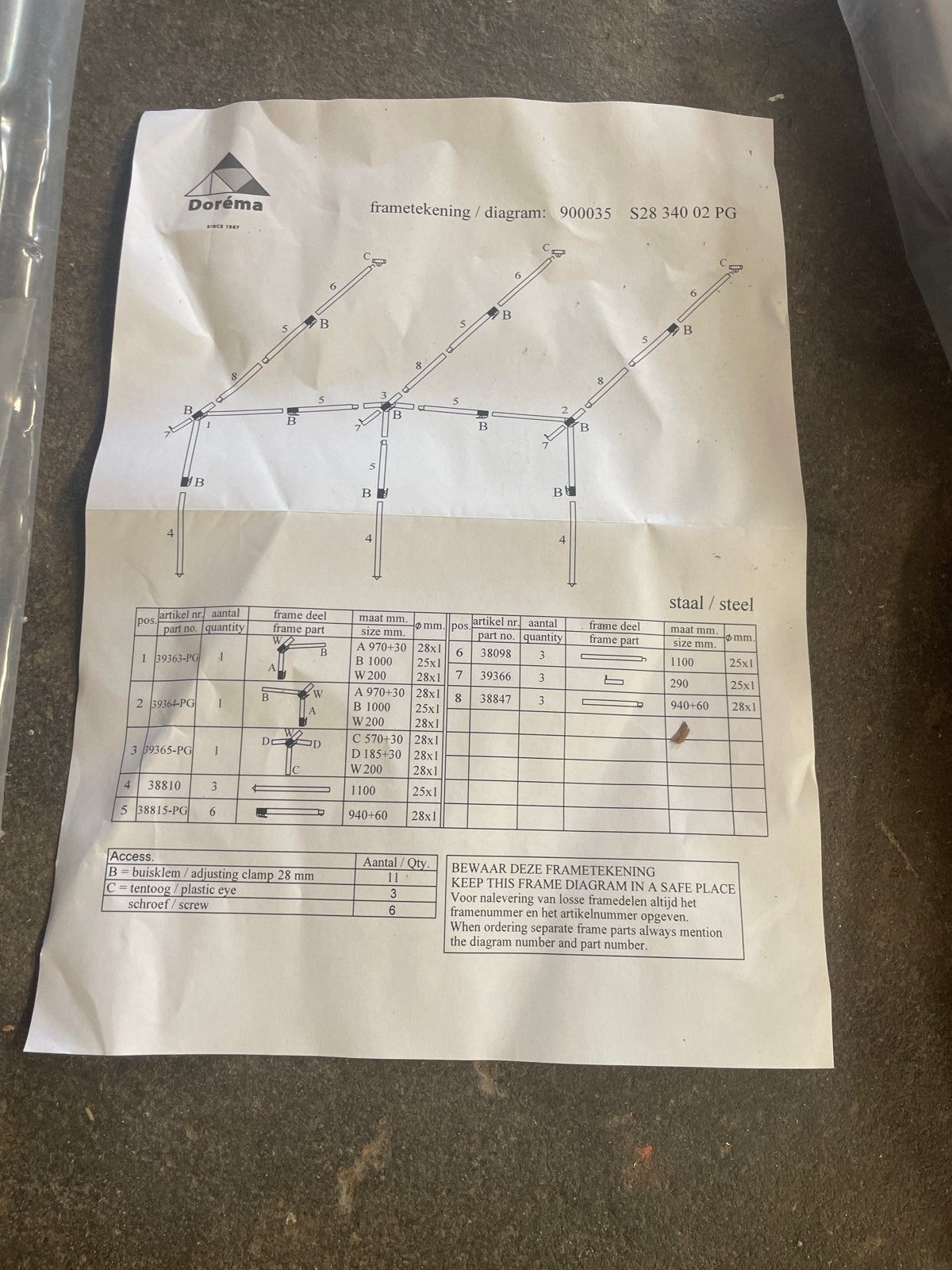 Dorema voortent frame S28 nieuw, Ophalen of Verzenden, Nieuw