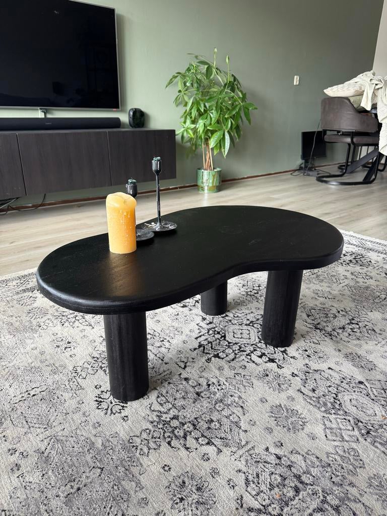 Zwarte salontafel met organische vorm, Ophalen, Gebruikt, 50 tot 100 cm, Minder dan 50 cm