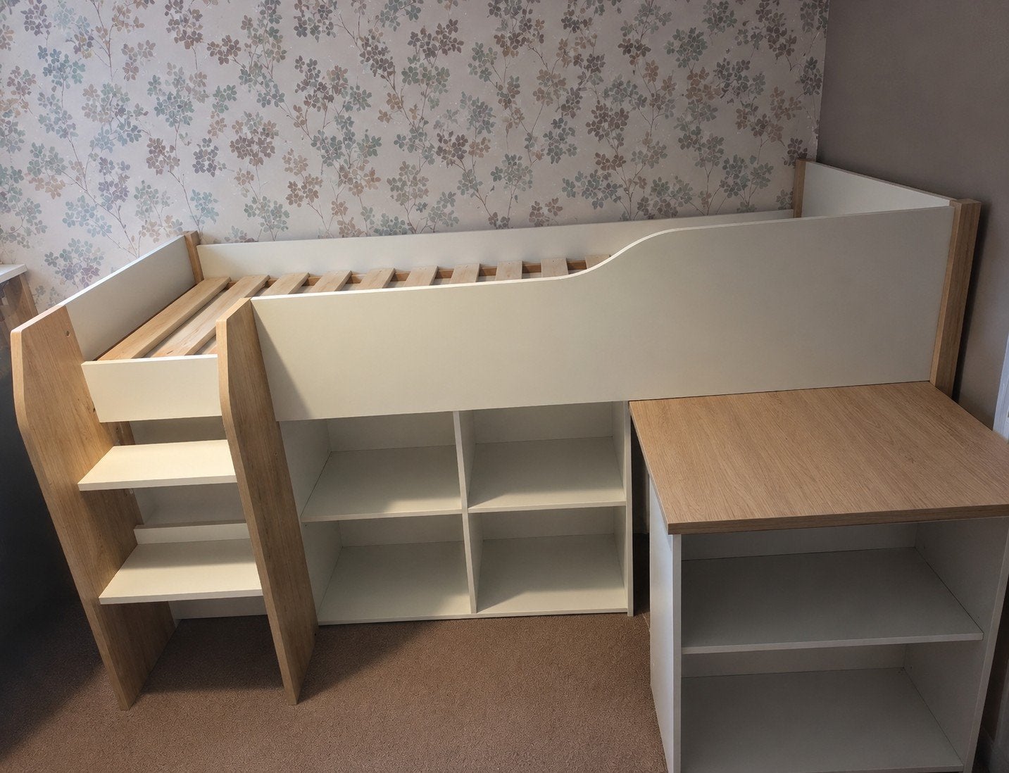 Half hoogslaapbed met bureau, Ophalen, Zo goed als nieuw, Hoogslaper