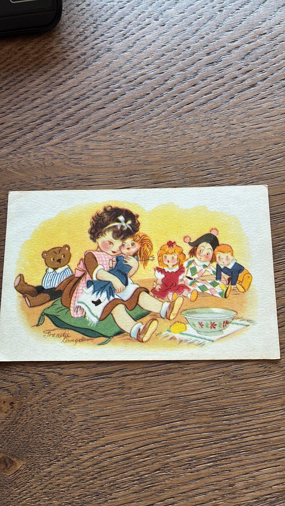 Freddy Langeler. Meisje met haar poppen., Verzamelen, Ansichtkaarten | Themakaarten, Ophalen of Verzenden, Ongelopen, Kinderen