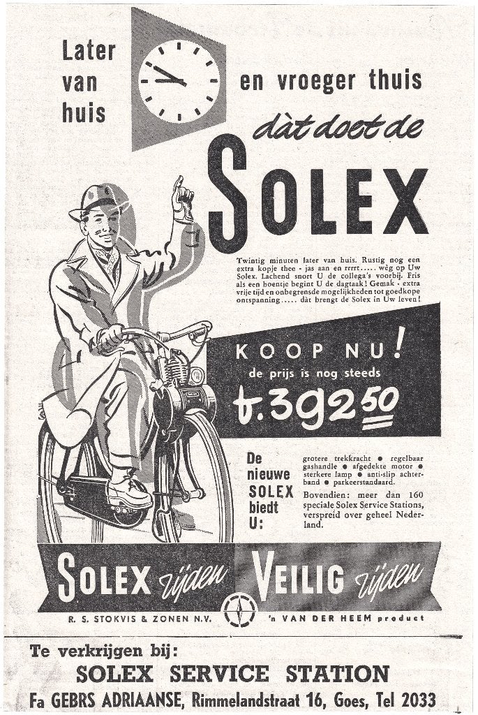 Grote Reclame 1951 - Solex Fiets Bromfiets Brommer - Stokvis, Ophalen of Verzenden, Gebruikt, Overige typen