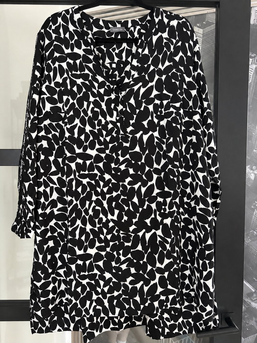 Zwart-witte jurk Samoon - Maat 48, Kleding | Dames, Ophalen of Verzenden, Zo goed als nieuw, Zwart, Jurk