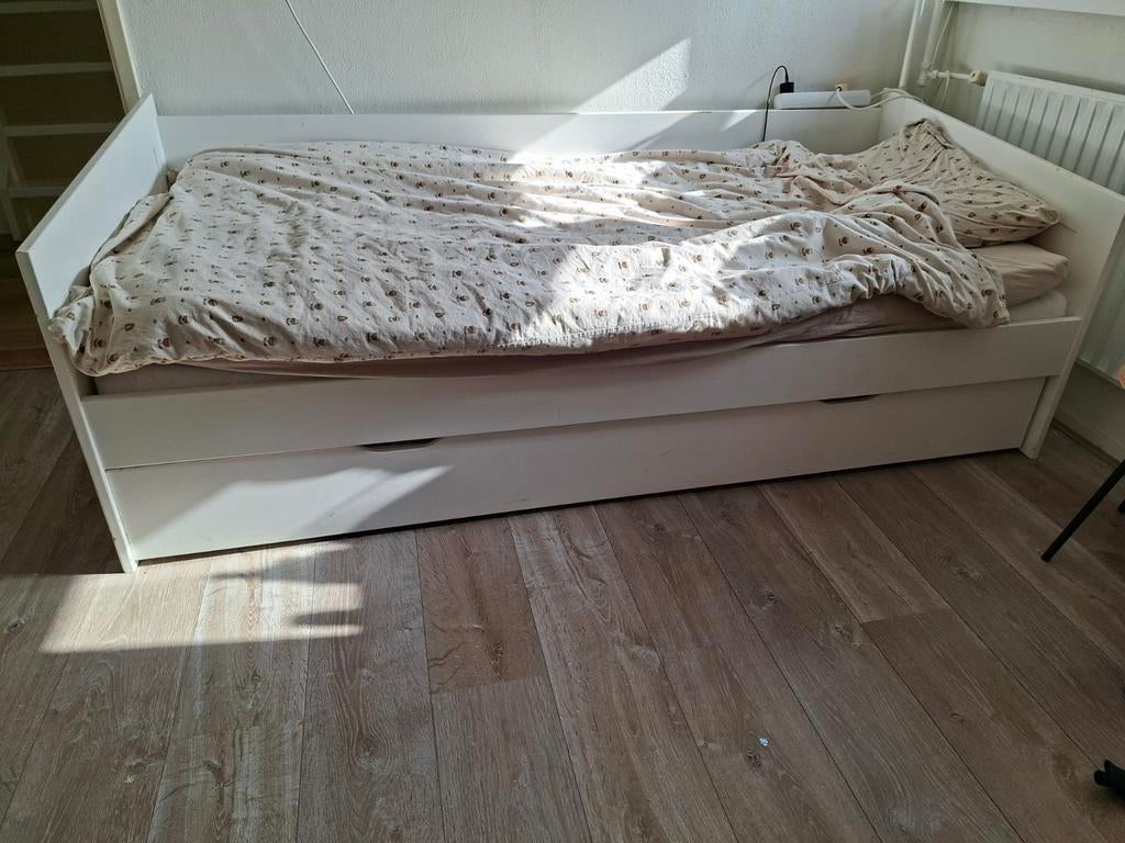 Tienerbed met uitschuifbaar logeerbed,per direct op te halen, Ophalen, 85 tot 100 cm, Gebruikt, Lattenbodem