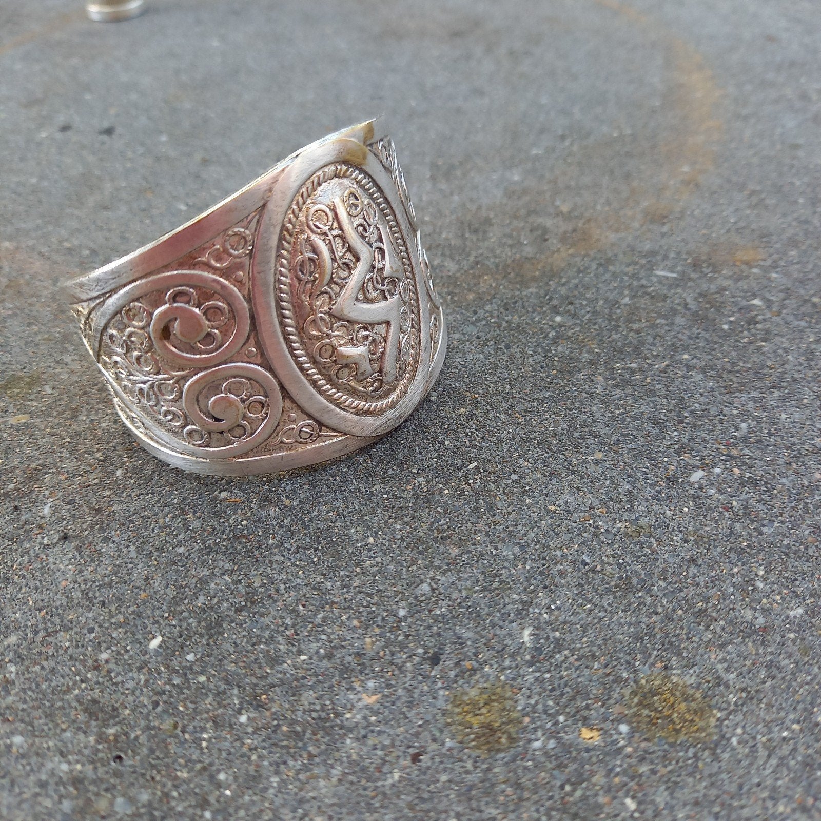 Vintage etnische manchetarmband / cuff bracelet – Boho stijl, Sieraden, Tassen en Uiterlijk, Armbanden, Ophalen of Verzenden, Zilver