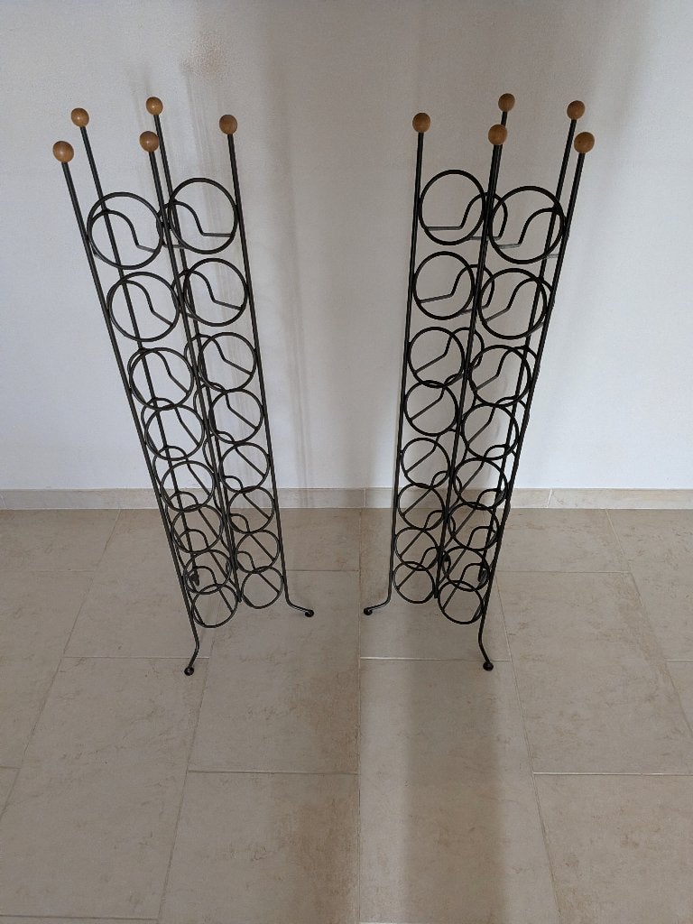 WIJNREKKEN 16 FLESSEN PER STUK 2X METAAL 110CM HOOG, Ophalen, Zo goed als nieuw, Metaal, 15 tot 25 flessen