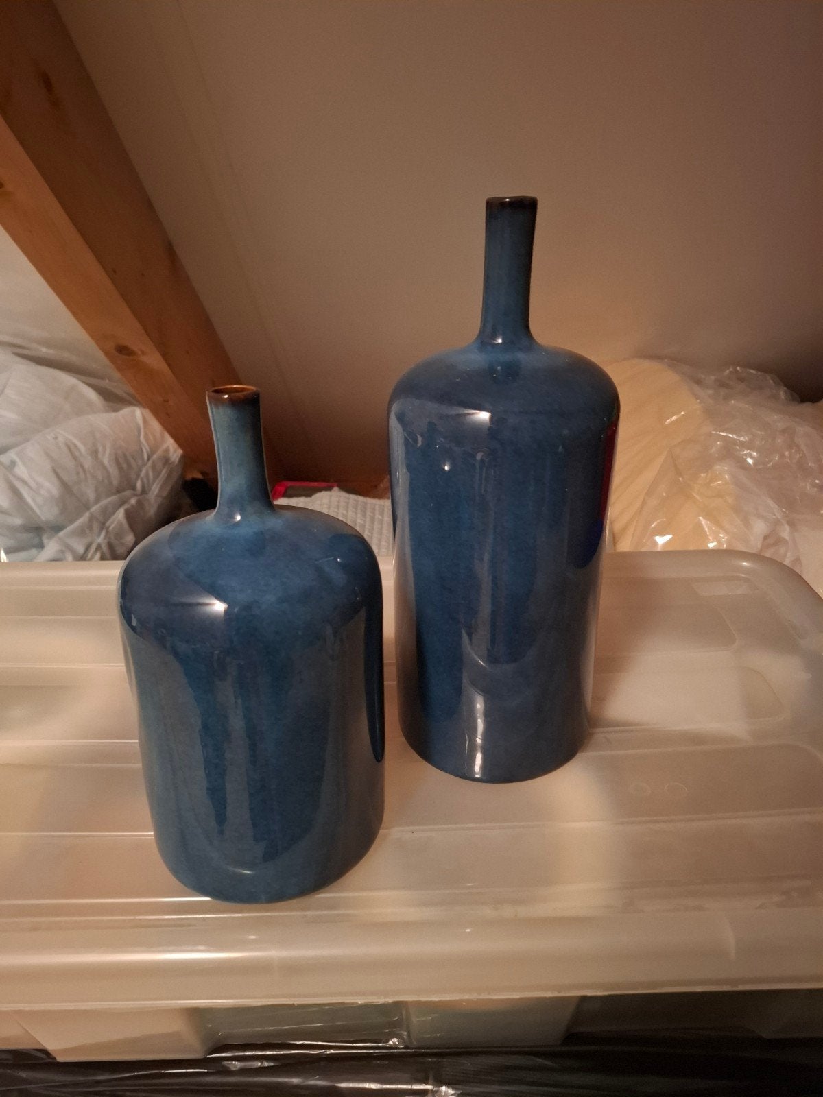 Blauwe vaasjes., Ophalen, Blauw, 25 cm, Zo goed als nieuw