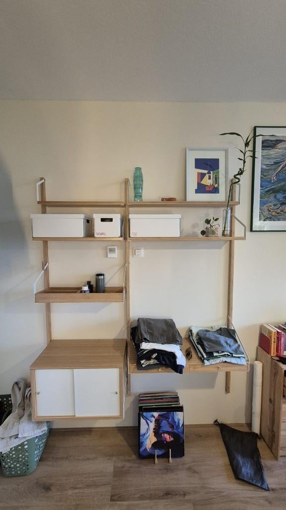 IKEA Svalnas wandrek bamboe met planken en kastje, Ophalen, Gebruikt