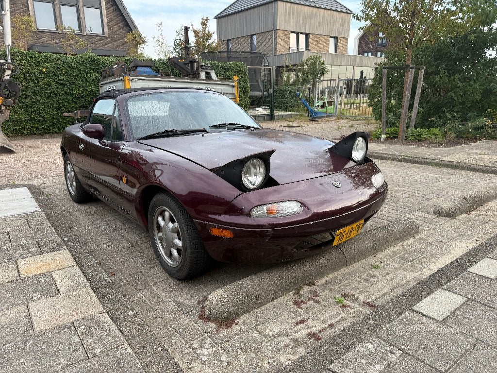 Mazda MX-5 MIata 1992, Auto's, Zwart, Cabriolet, 1600 cc, 100 pk