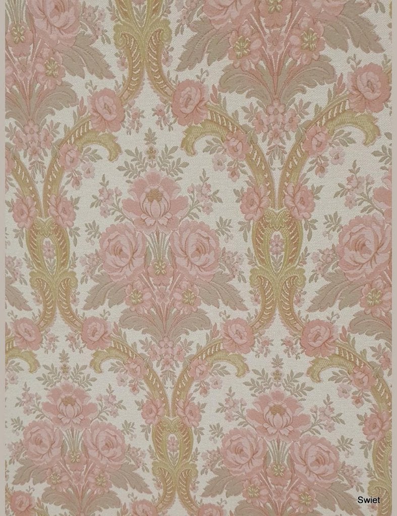 5650 barok rozen behang oudroze klassiek vintage retro swiet, Ophalen of Verzenden, Beige