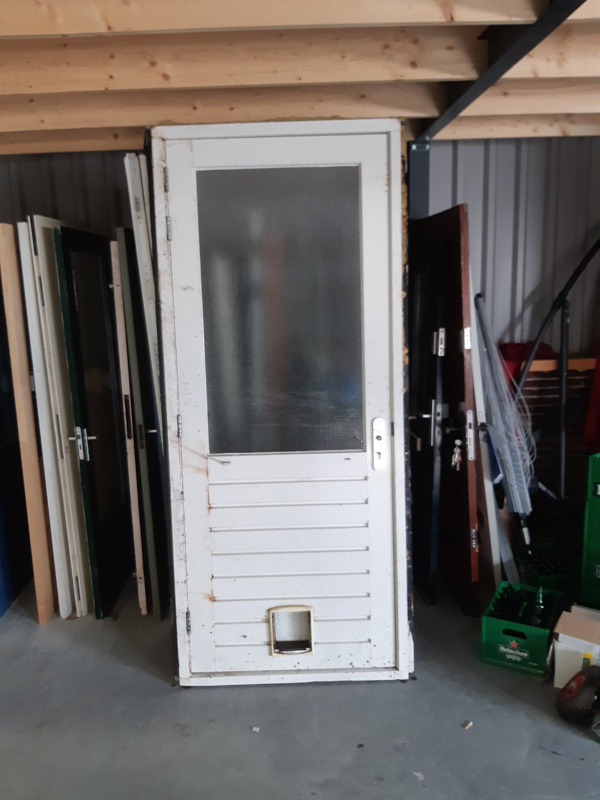 Hardhouten kozijn met buitendeur 103*244, Ophalen, 1 tot 2 meter, Minder dan 3 meter, Nieuw