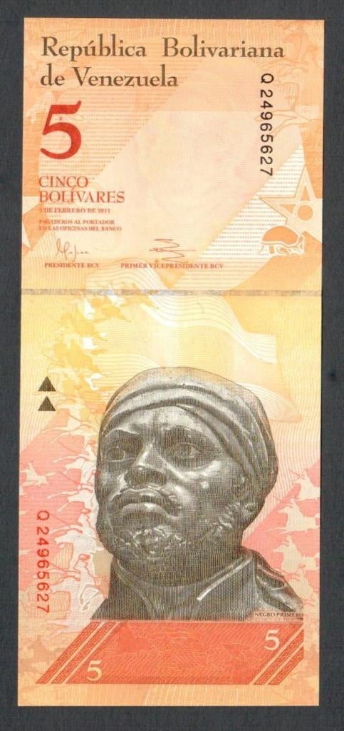 Bankbiljet - Venezuela 5 Bolivares 2011 - UNC., Ophalen of Verzenden, Zuid-Amerika, Los biljet