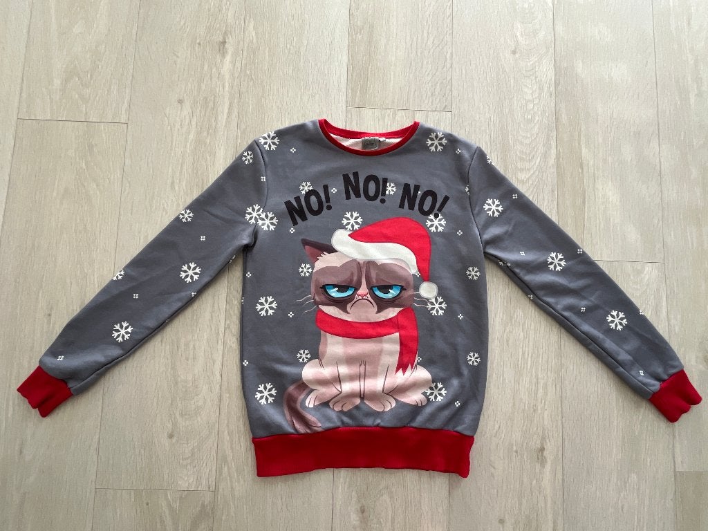 ZGAN Grumpy Cat Sweater Foute Kerttrui Kerst Trui, Mt. Small, Ophalen of Verzenden, Zo goed als nieuw, Grumpy Cat, Maat 36 (S)