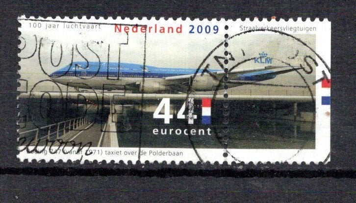 gestempelde zegel. Jaar 2009:  vliegtuig met tab, Ophalen of Verzenden, Na 1940, Gestempeld