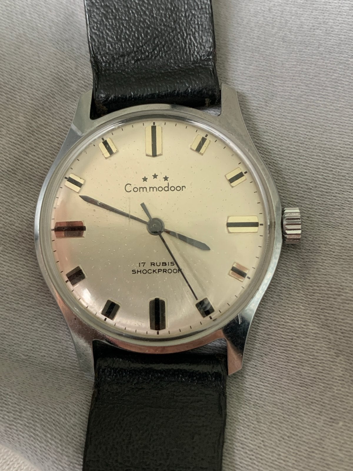 Vintage Commodoor Polshorloge - 17 Rubis Shockproof, Sieraden, Tassen en Uiterlijk, Overige merken, Staal, Met bandje, Polshorloge
