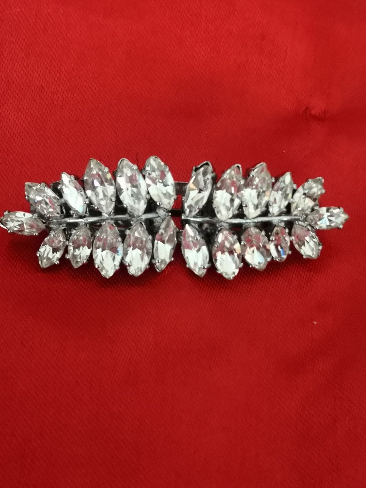 Kerst! Vintage Broche en Haarclips Set met Kristallen, Ophalen of Verzenden, Overige materialen, Broche