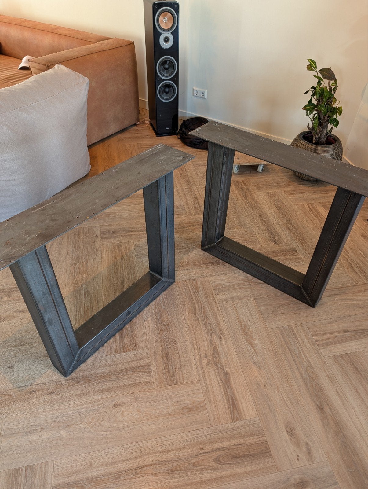 Stalen U-vorm tafelpoten onbewerkt - 72x90cm, Ophalen