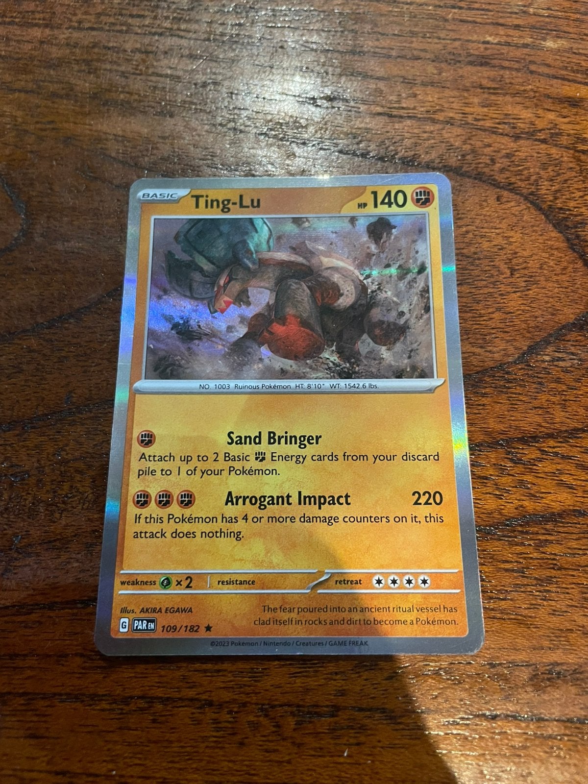 Holofoil Ting-Lu Pokémonkaart, Ophalen of Verzenden, Nieuw, Losse kaart