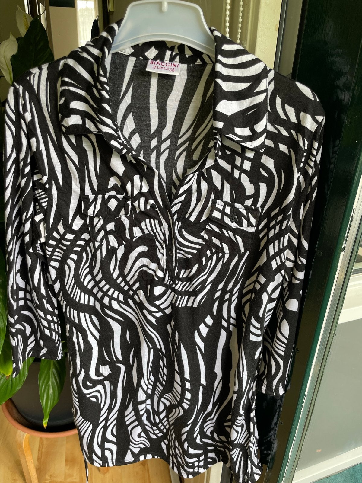 Biaggini Blouse met Zebraprint - Maat 38, Ophalen of Verzenden, Gedragen, Maat 38/40 (M), Zwart