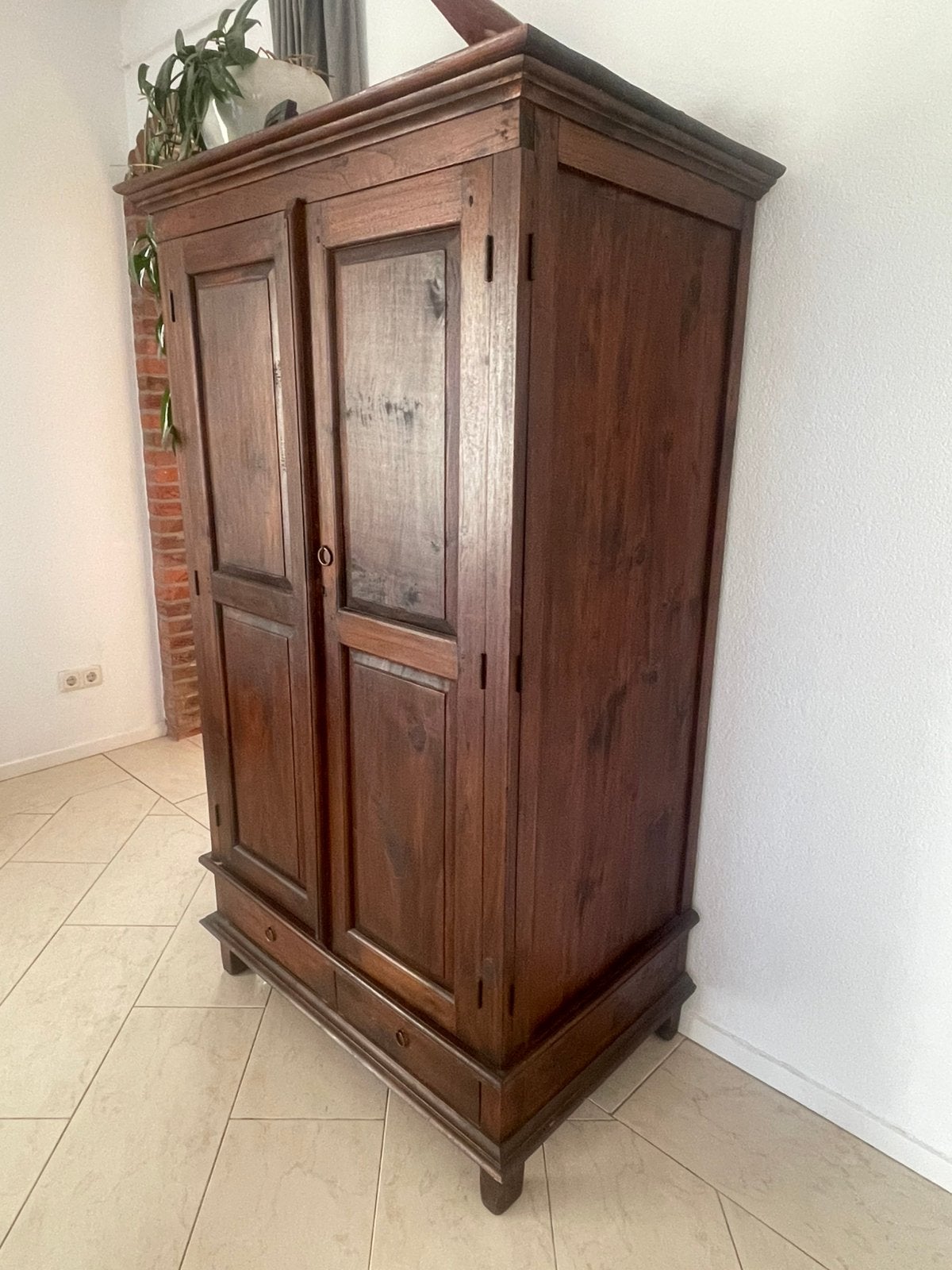 Massieve teak houten kast H170xB90xD62, Ophalen, Gebruikt, Koloniaal, Teakhout