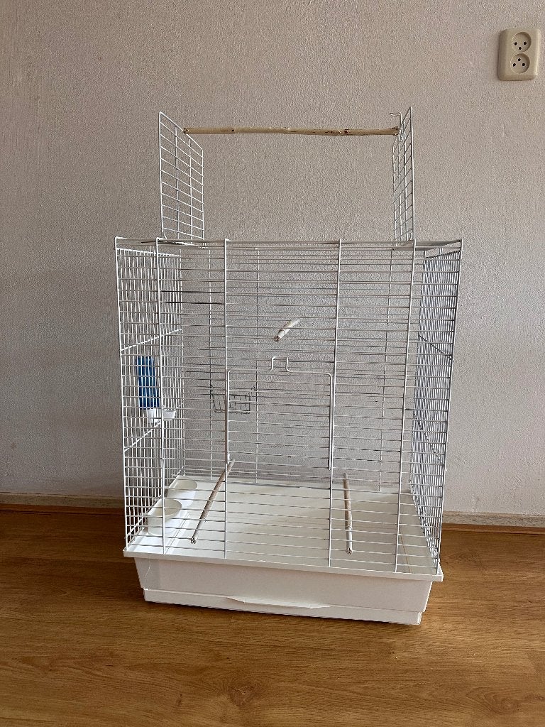Mooie vogelkooi met uitklapbare bovenkant, Ophalen, Gebruikt, Metaal, Vogelkooi