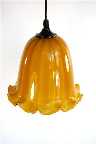 Vintage oker geschulpt lampen 4 x, Huis en Inrichting, Lampen | Tafellampen, Ophalen of Verzenden, Gebruikt, Glas, Minder dan 50 cm