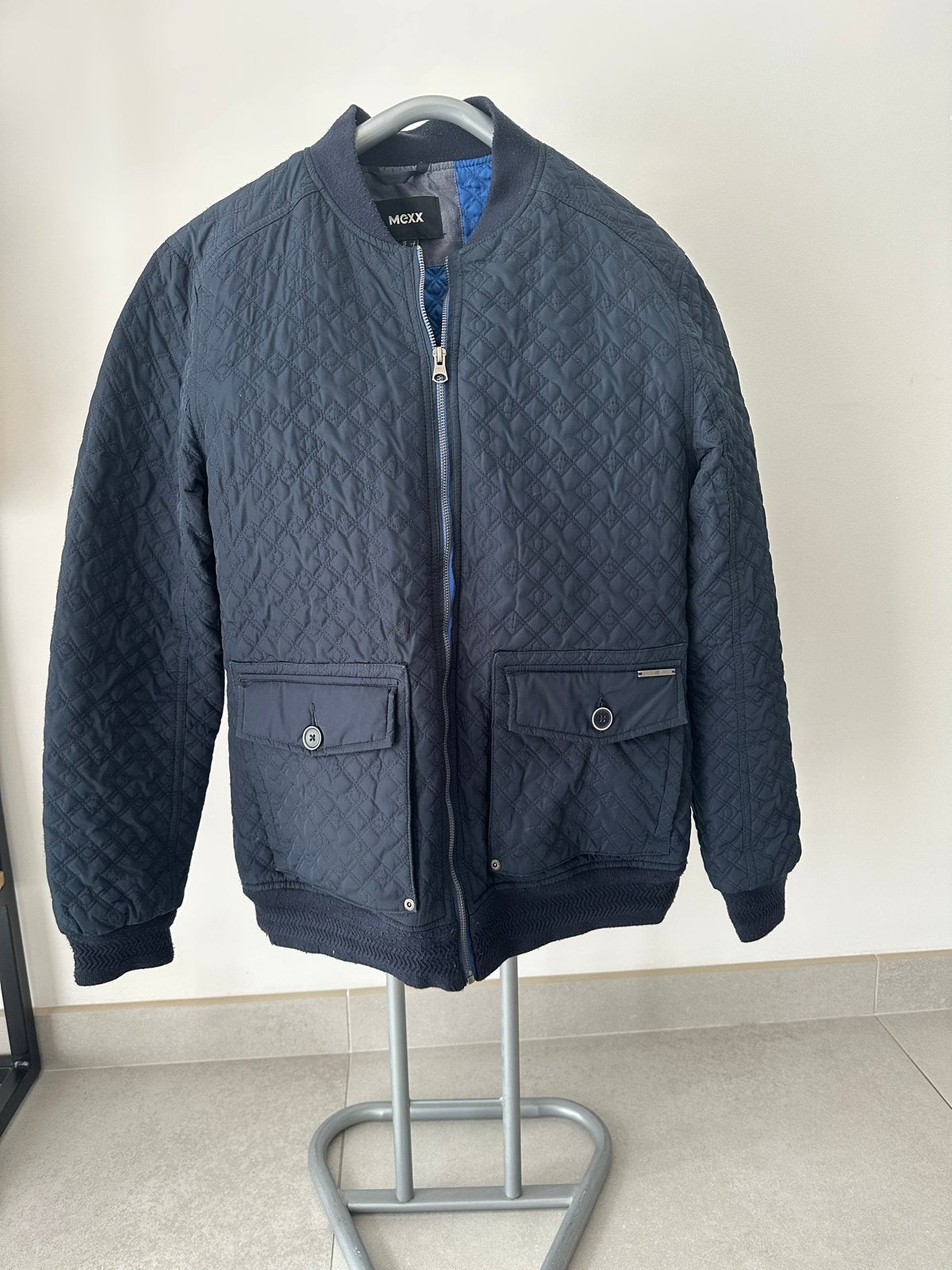 Stijlvolle gewatteerde herenjas Mexx - Maat L, Ophalen of Verzenden, Zo goed als nieuw, Maat 52/54 (L), Blauw