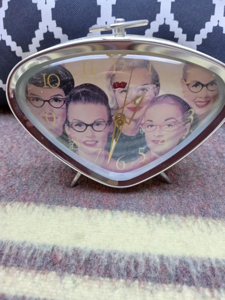 Vintage jaren '60 "brillen" wekker., Ophalen of Verzenden, Gebruikt
