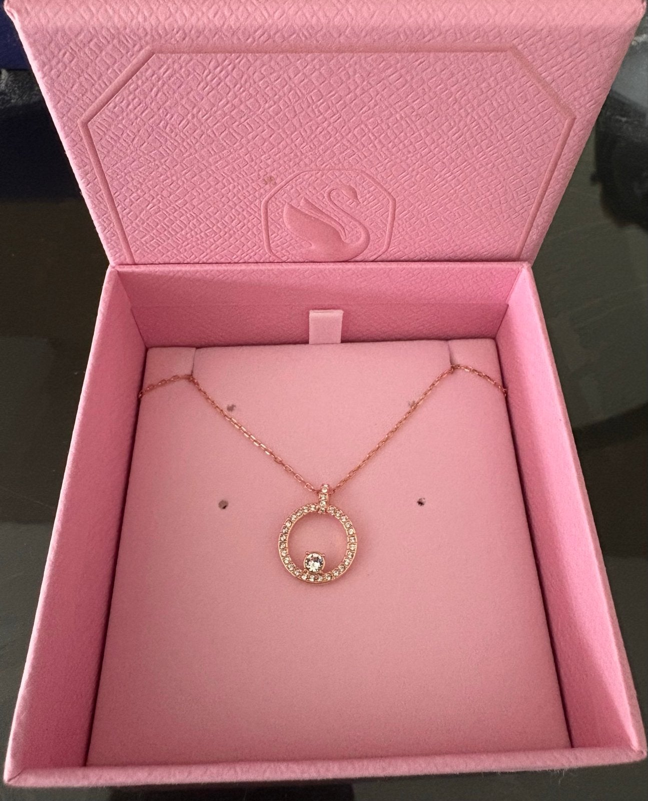 Swarovski ketting met hanger, rosé goudkleurig, gloednieuw, Ophalen of Verzenden, Nieuw, Overige kleuren, Met kristal