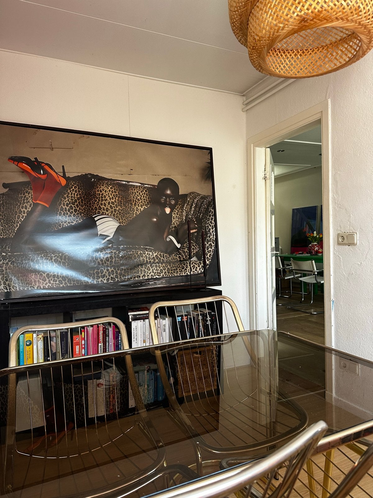 Vintage eethoek rookglas tafel 4 stoelen RIMAGastone Rinaldi, Huis en Inrichting, Stoelen, Gebruikt, Twee, Overige kleuren, Ophalen of Verzenden