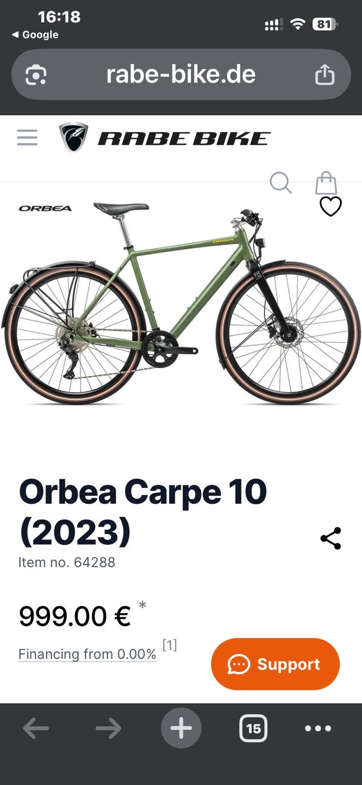 Orbea carpe 10 2023 version, Ophalen, Zo goed als nieuw, Meer dan 20 versnellingen, Overige merken
