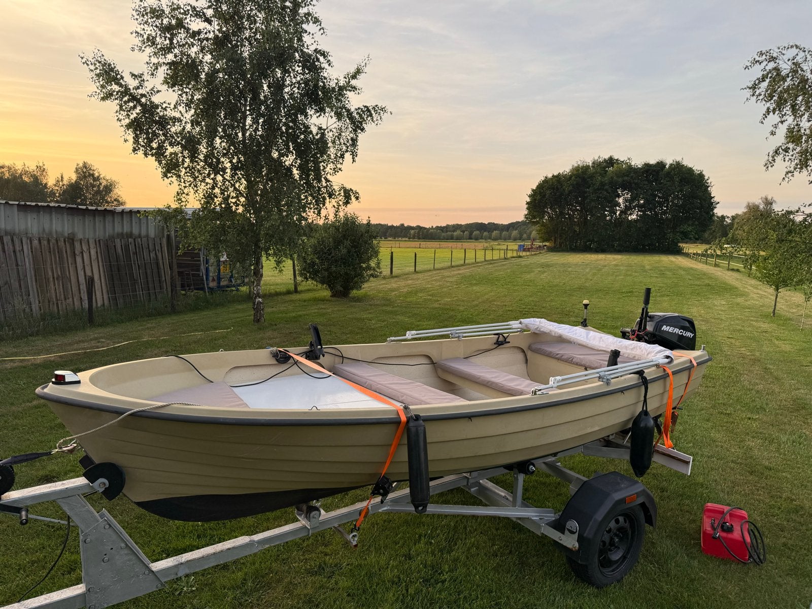 Complete Rana 15 boot met 15pk Mercury motor en trailer, Watersport en Boten, Ophalen, Gebruikt, Overige typen, Motorboot