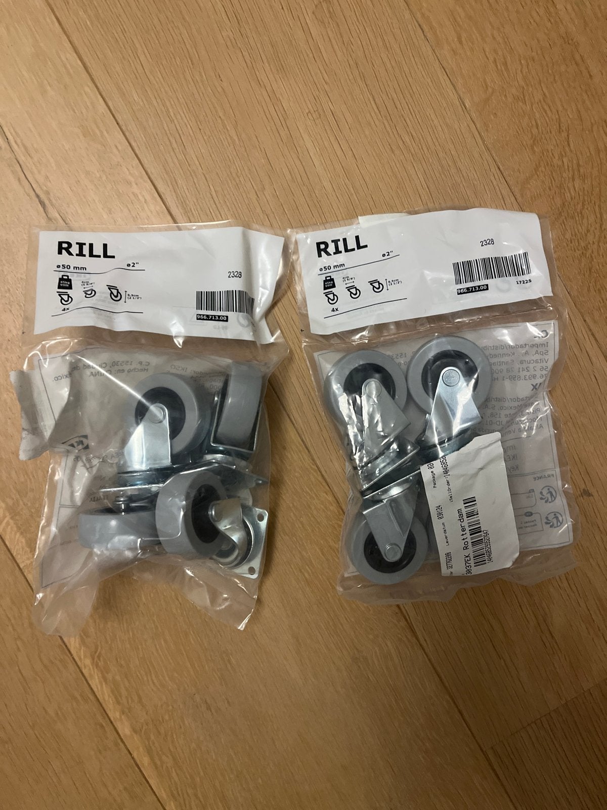 IKEA RILL Zwenkwielen 50mm (2 sets van 4), Ophalen of Verzenden, Nieuw