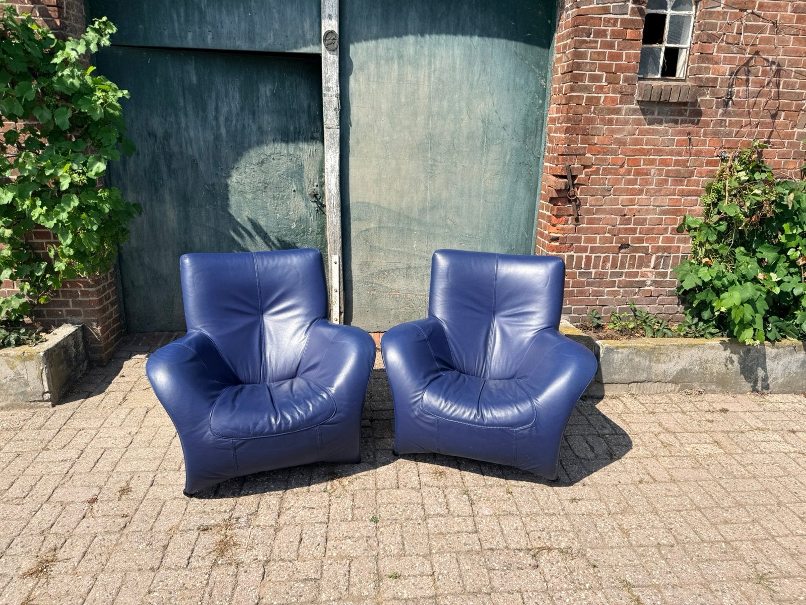 Lederen design stoelen 2 stuks gerard van der Berg, Ophalen, Gebruikt, Design, 100 tot 125 cm